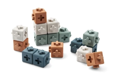 Liewood Kolorowe klocki silikonowe Pierce Building Blocks 16el. - Whale blue multi mix