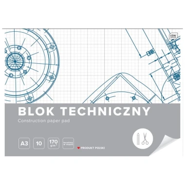 BLOK TECHNICZNY BIAŁY A3 INTERDRUK 10 ARKUSZY 170G