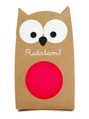 Ratatam - Piłka mini kauczukowa świecąca w ciemności 6cm Owl - Pink