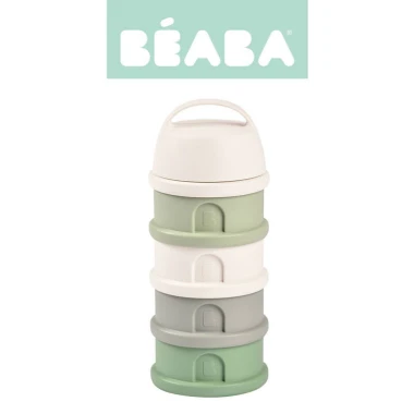 BEABA Pojemniki na mleko w proszku 4 komory cotton white/sage green 