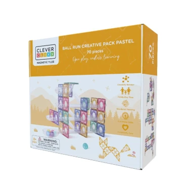 Cleverclixx - Klocki magnetyczne Ball Run Creative Pack Pastel kulodrom - 70 el.