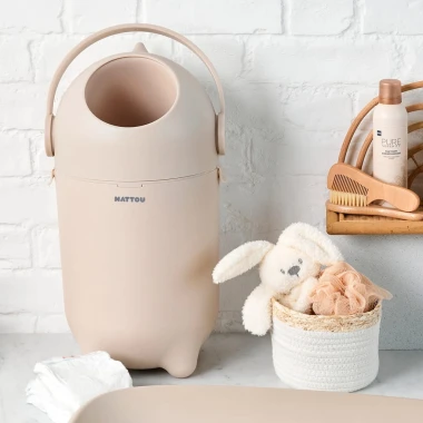 NATTOU Kosz na pieluchy Dropy beżowy 27 cm 20l