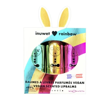 Inuwet Zestaw prezentowy trzech balsamów do ust dla dzieci Rainbow